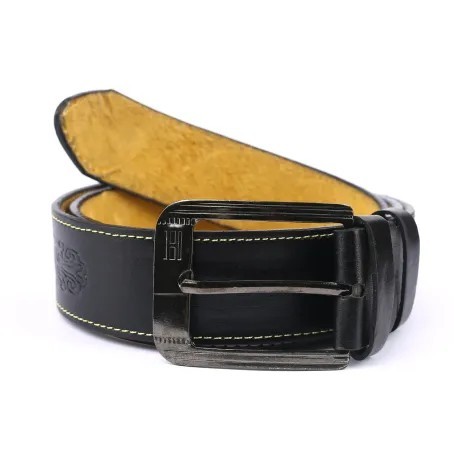 Black Leather Formal Belt For Men